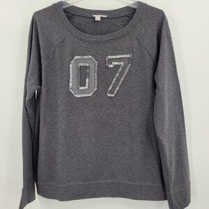 Halogen Beaded Numbers Sweatshirt Heather Charcoal Gray